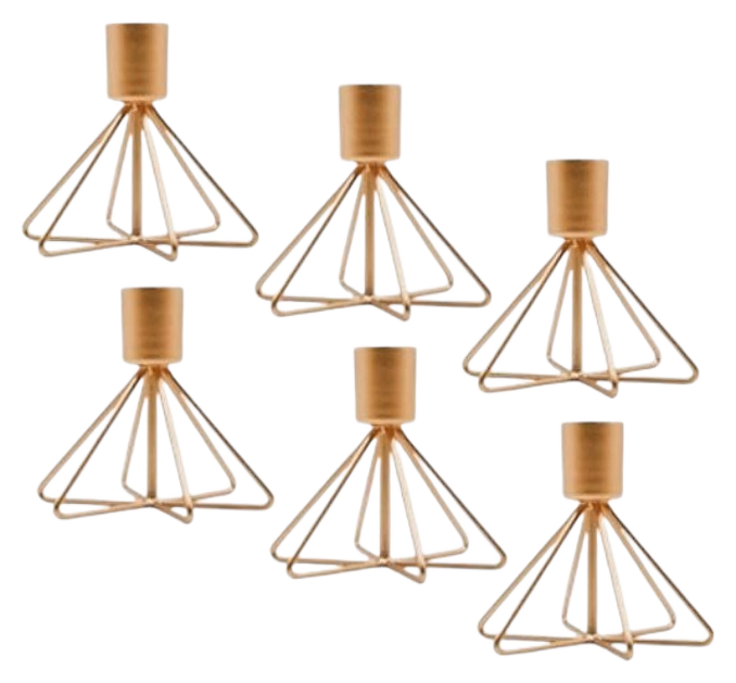 Gold Taper Candle Holders, 3 in. (Set of 6)