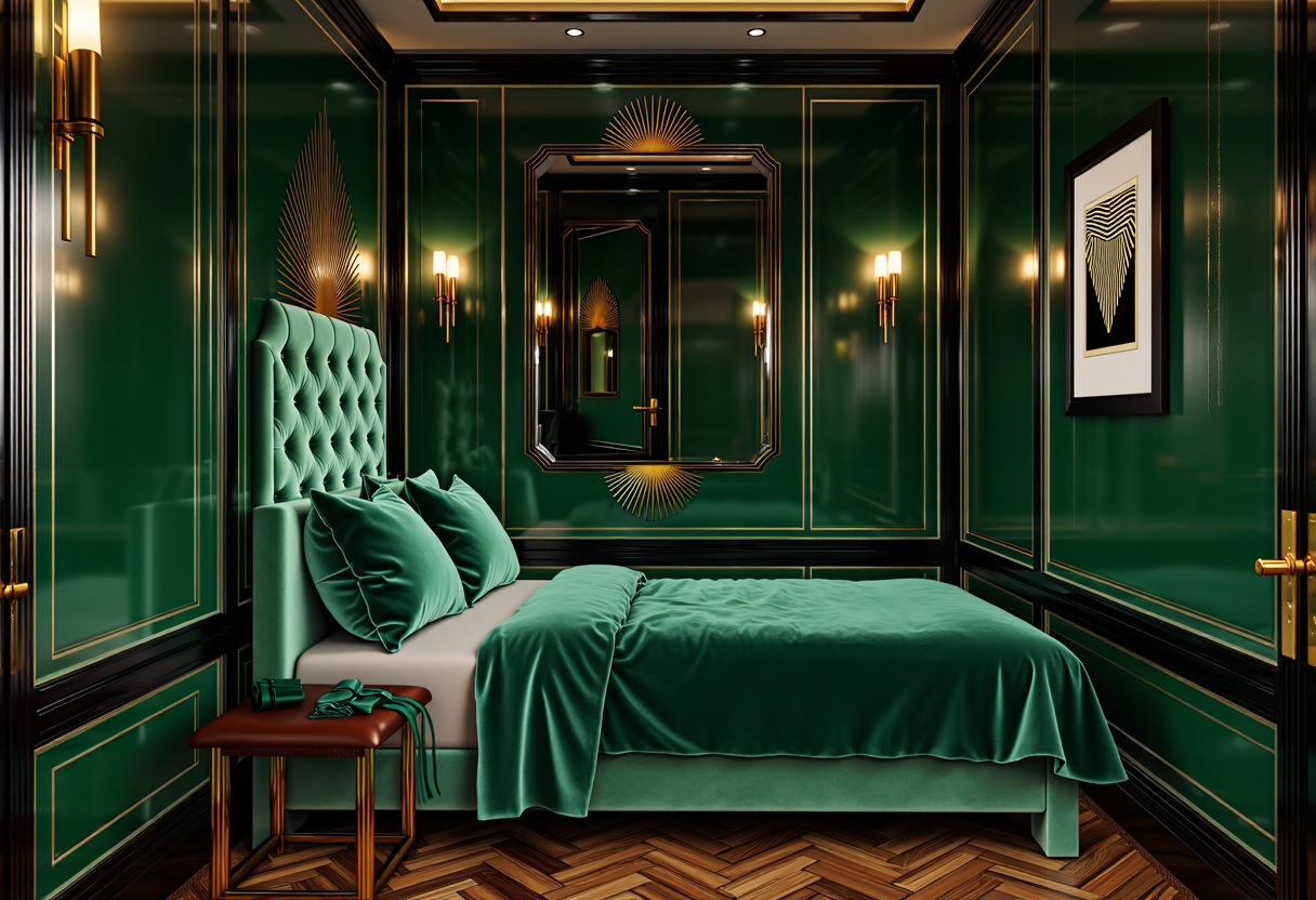 Art Deco Glam in Emerald & brass, Cozy / compact